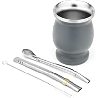 BALIBETOV Mate Argentino - Kit Mate con un Vaso para Mate de Doble Pared de Acero Inoxidable y Dos Bombilla para Mate y…